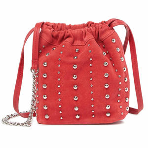 Sam Edelman Red Suede and Stud Crossbody Bag